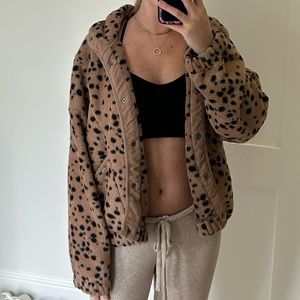 Abercrombie fuzzy leopard jacket
